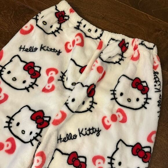 NEW Hello Kitty White & Pink Fleece Pajama Pants sz XS / Small Sanrio Kawaii - Picture 3 of 4